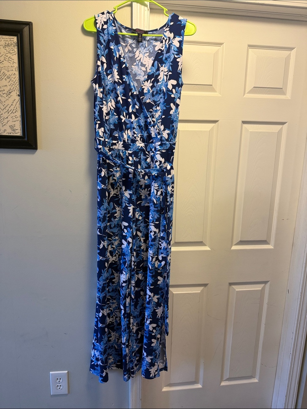Christian Siriano Blue Floral Wrap-Front Maxi Jumpsuit